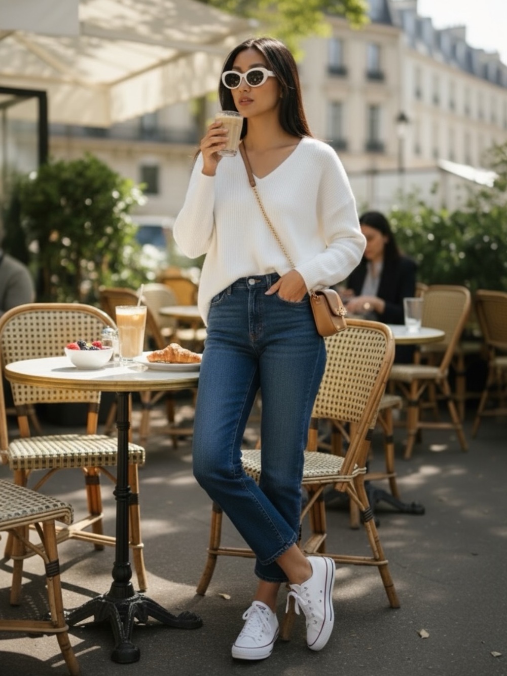 LULU'S OFF WHITE V-NECK RIBBED HIGH LOW LONG SLEEVE SWEATER SIZE SMALL